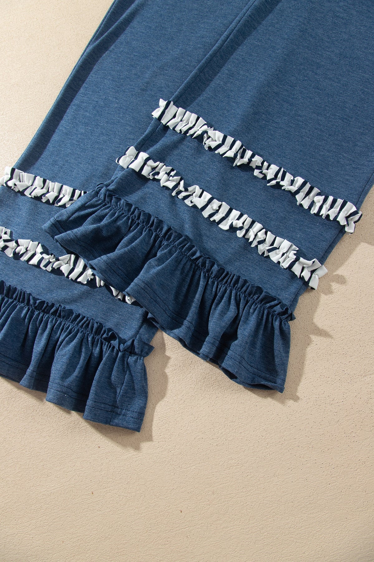 Blue Haven Striped & Ruffle Wide-Leg Pants Set