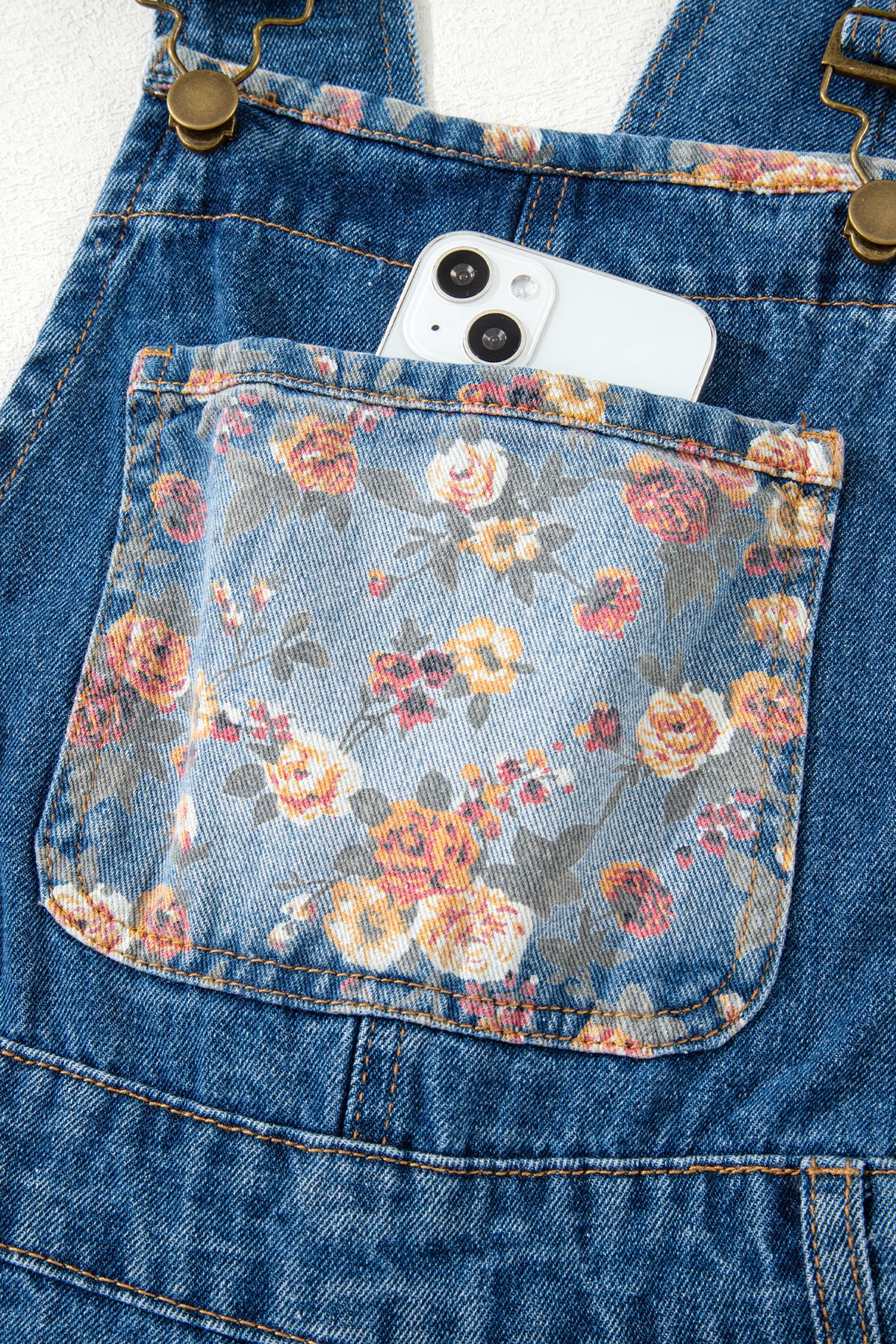 Wildflower Days Floral Patchwork Denim Overalls