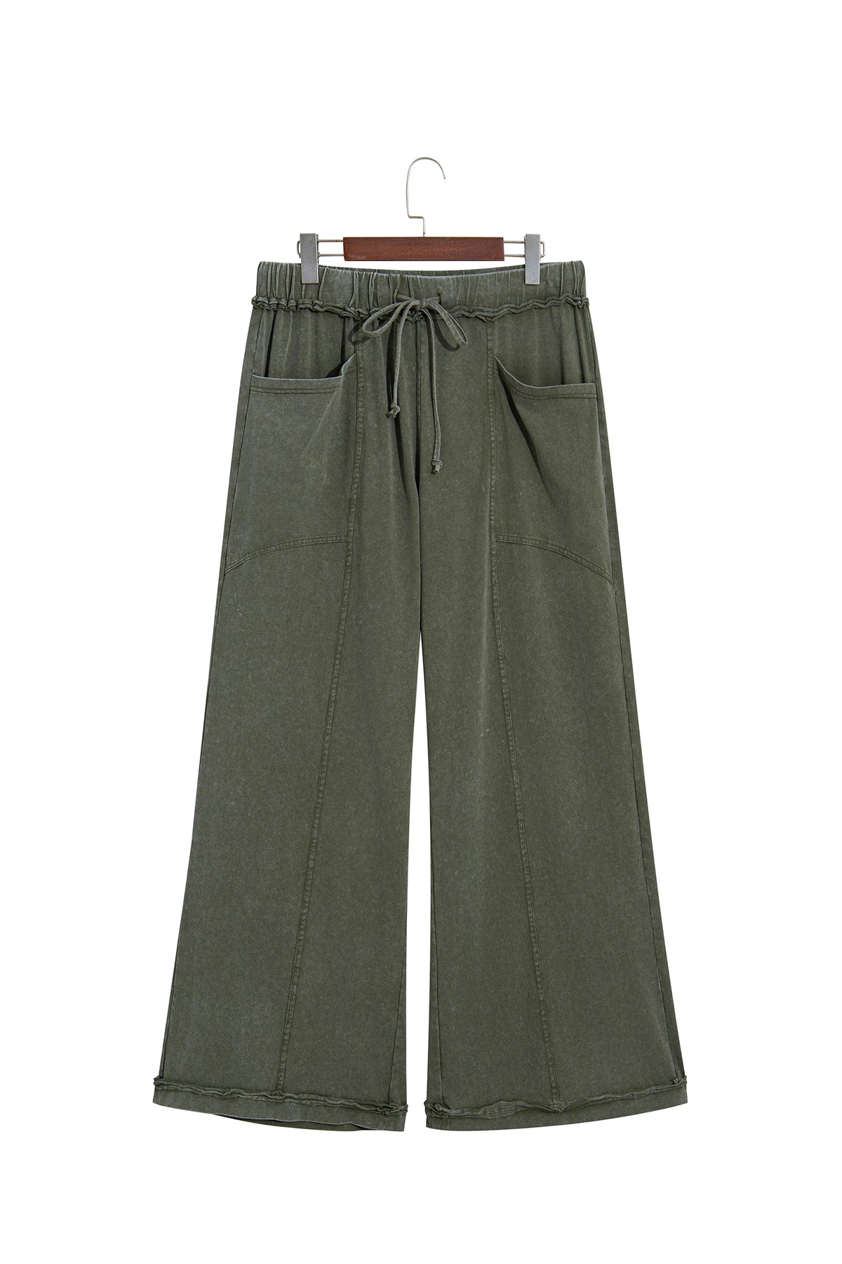 Ashleigh Blue Mineral Wash Seam Detail Flare Leg Drawstring Pants