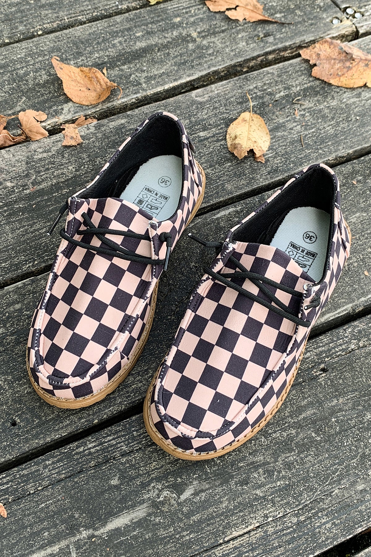Blush Checkered Casual Slip-On Loafers