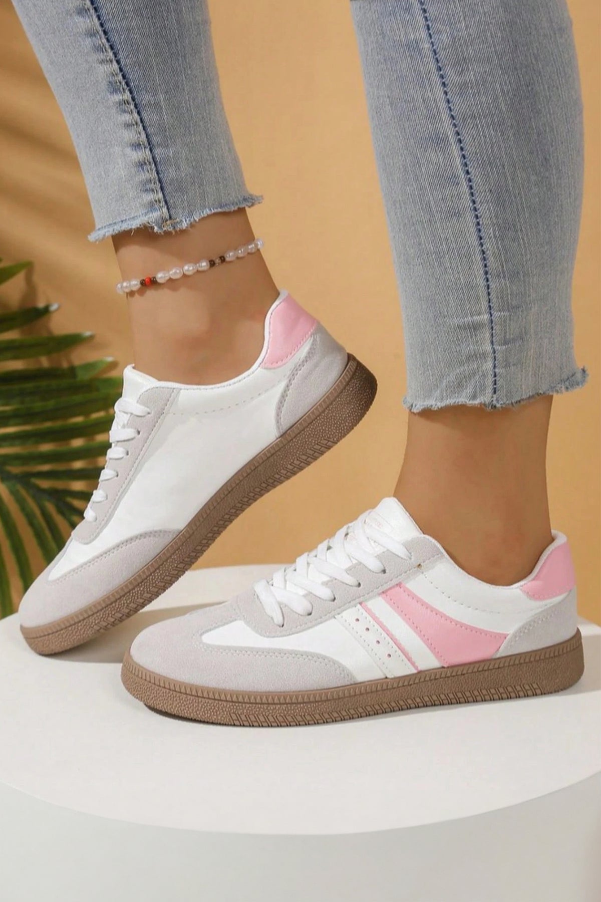 Pretty in Pink Retro Lace-Up Sneakers