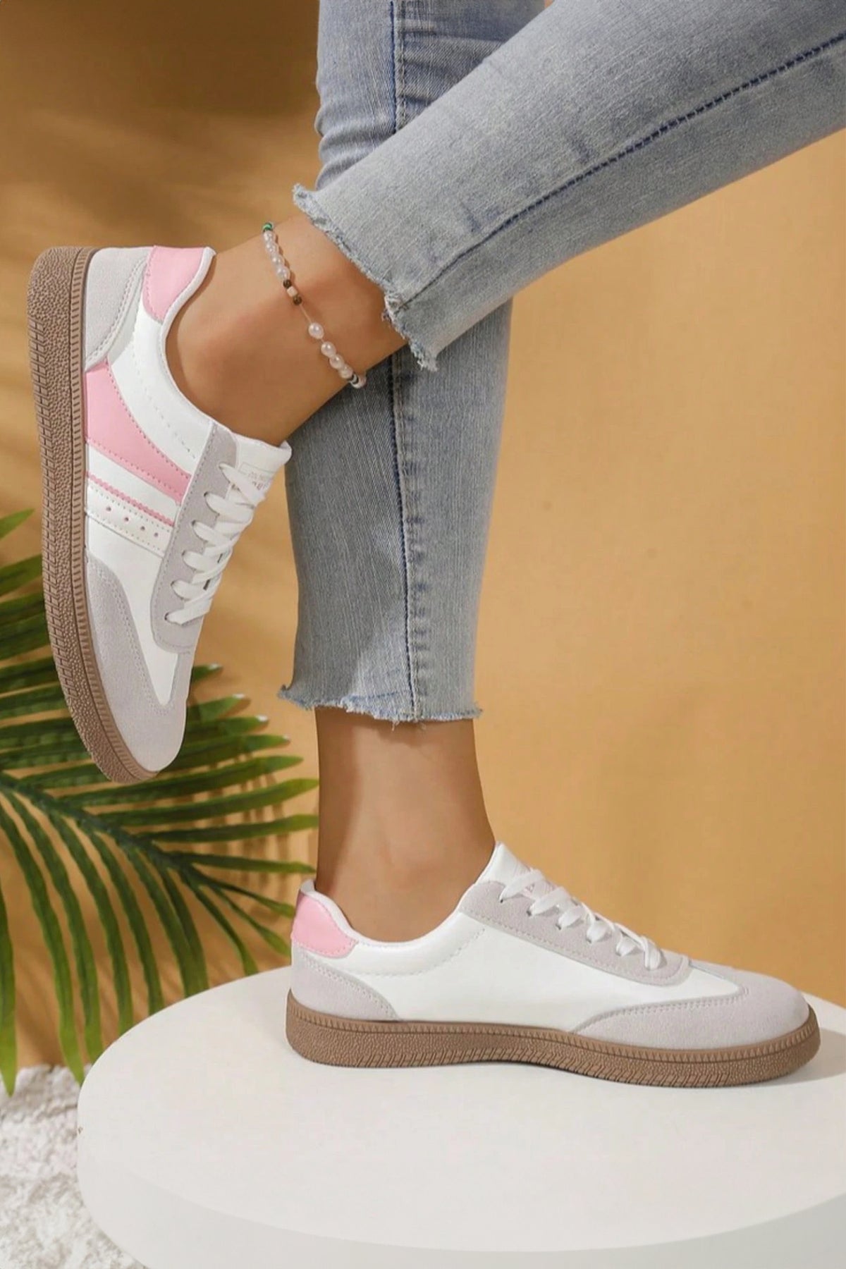 Pretty in Pink Retro Lace-Up Sneakers