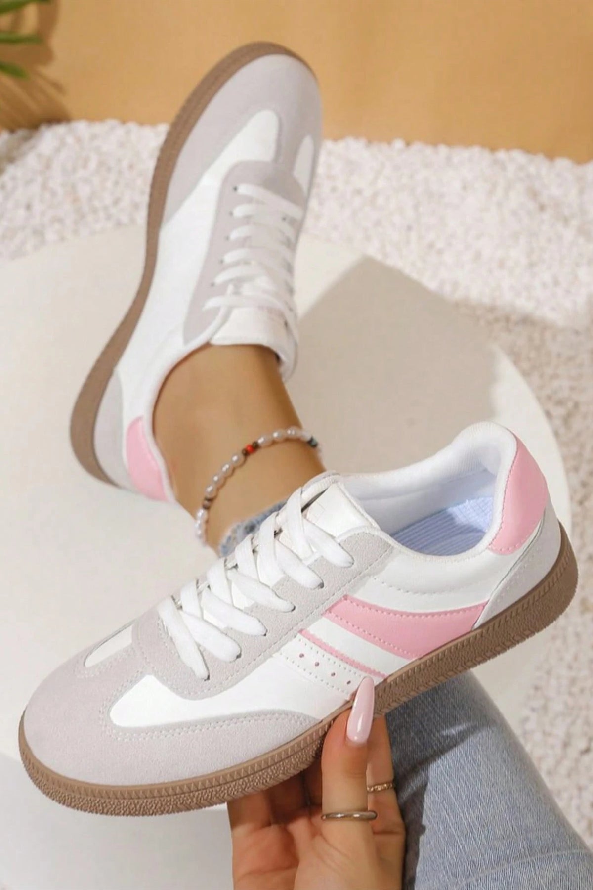 Pretty in Pink Retro Lace-Up Sneakers