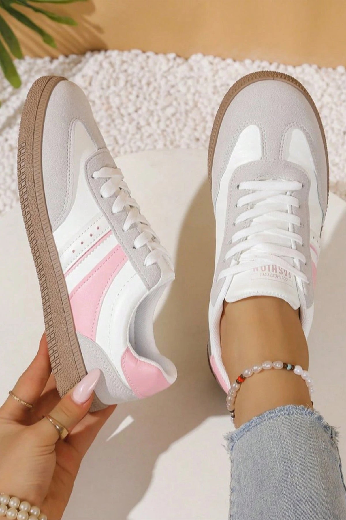 Pretty in Pink Retro Lace-Up Sneakers