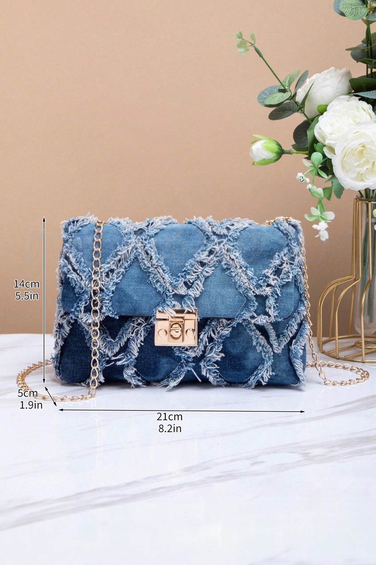 Denim Days Frayed Patchwork Crossbody Bag