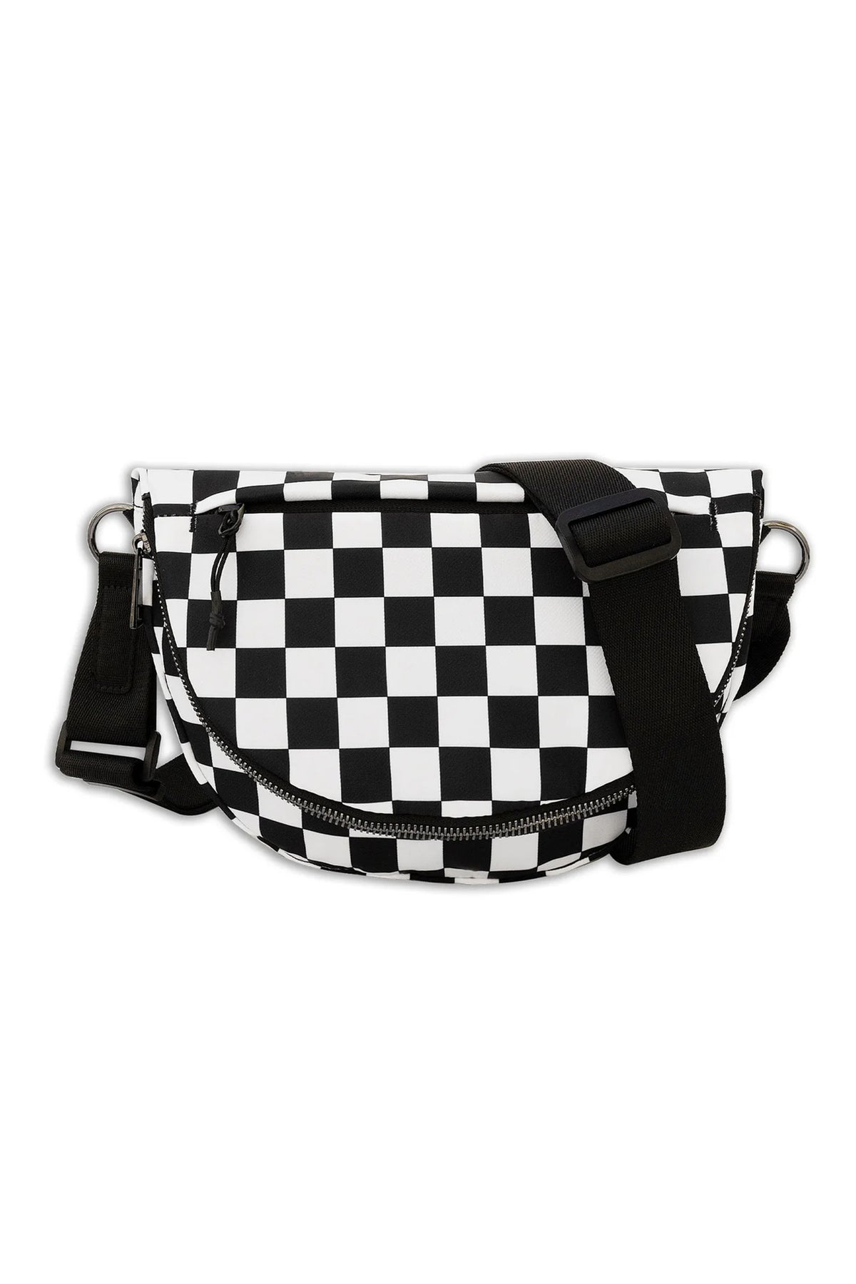 Check It Out Black & White Checkered Crossbody Bag