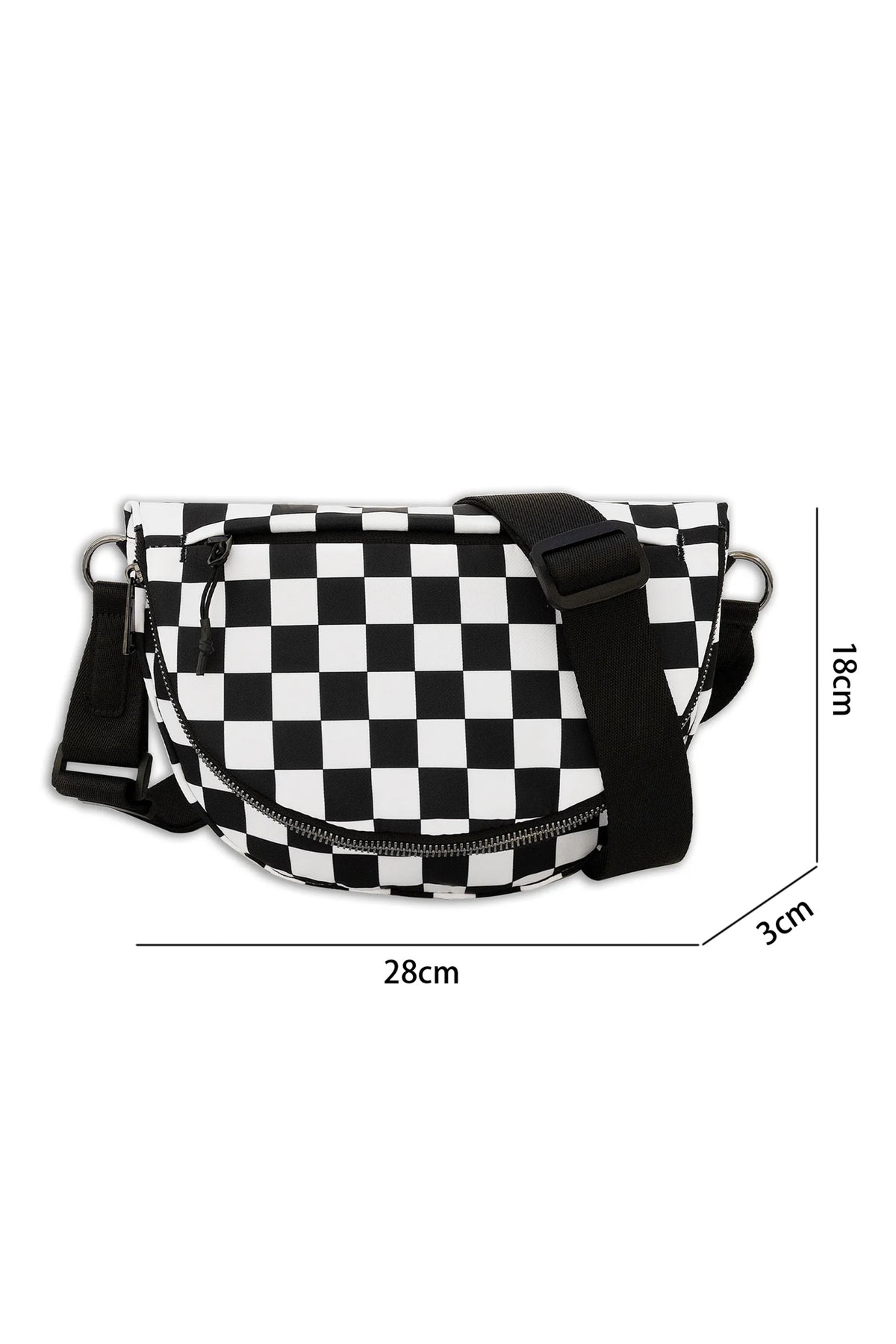 Check It Out Black & White Checkered Crossbody Bag