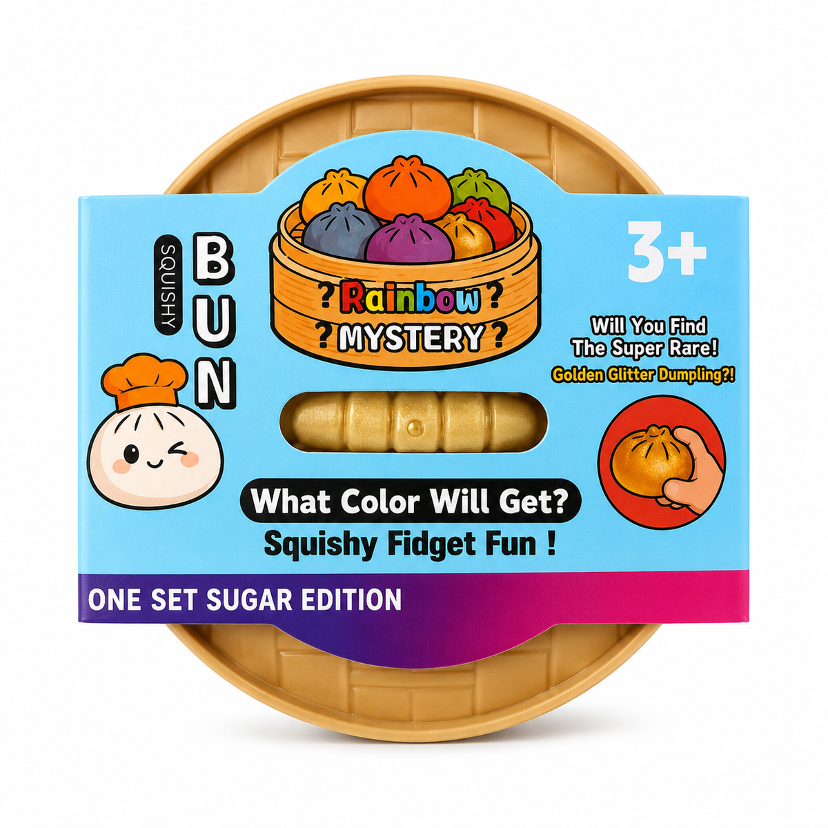 Mini Rainbow Mystery Squishy Bun – Sugar Edition 🌈🥟