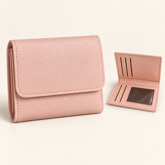 Blush Pink Shimmer Compact Wallet