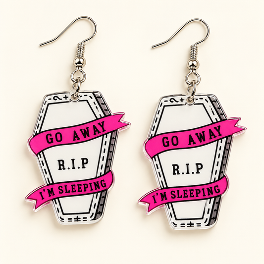 Go Away, I’m Sleeping Coffin Earrings