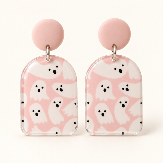 Pretty in Pink Ghost Print Earrings