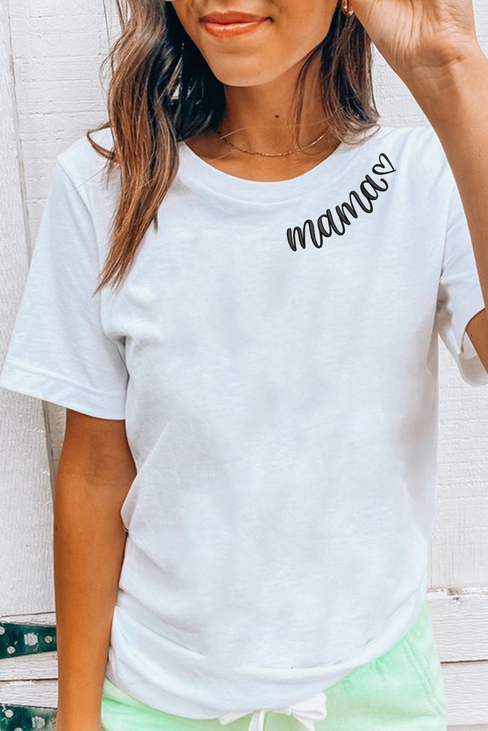 Mama Heart Embroidered Tee
