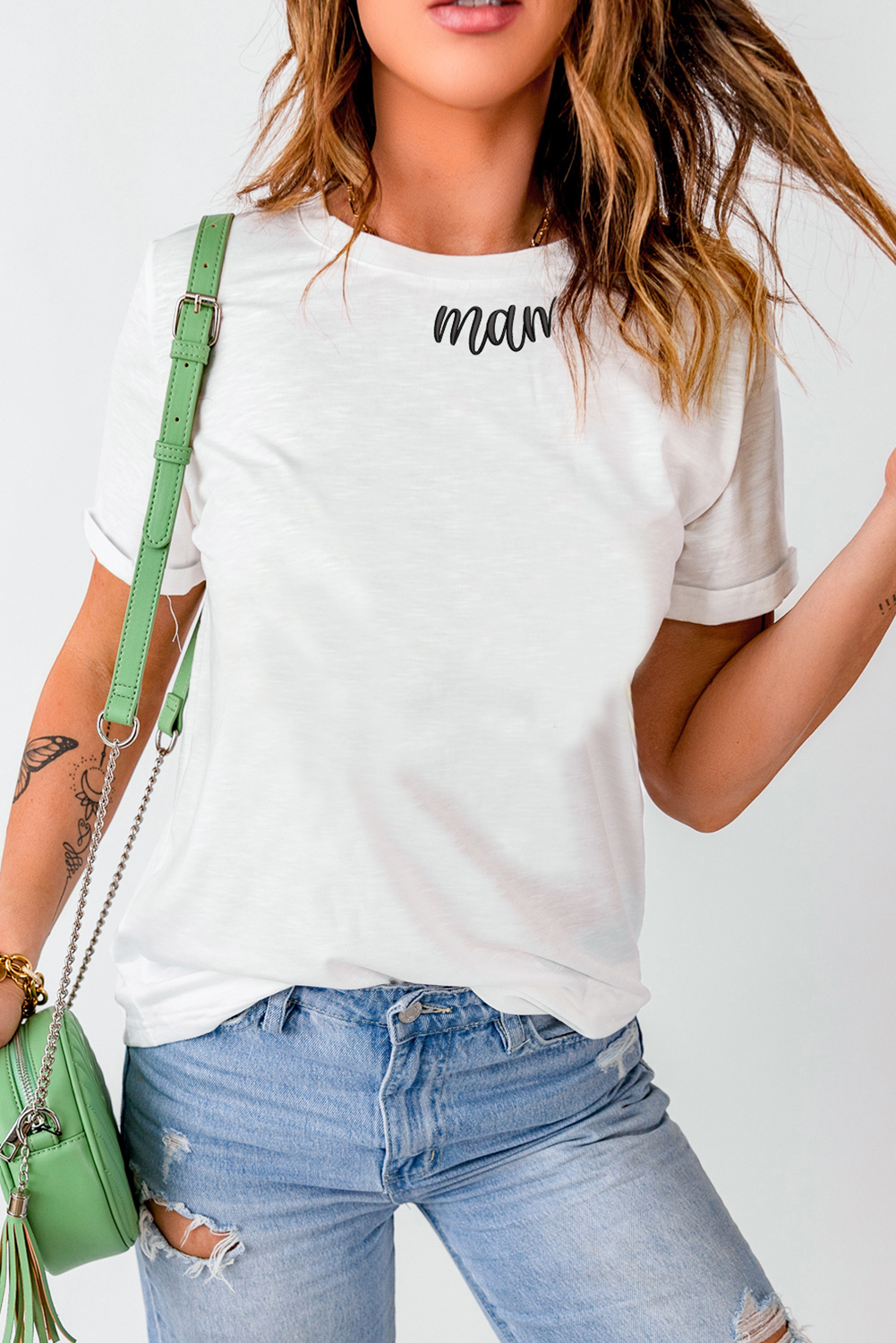 Mama Heart Embroidered Tee