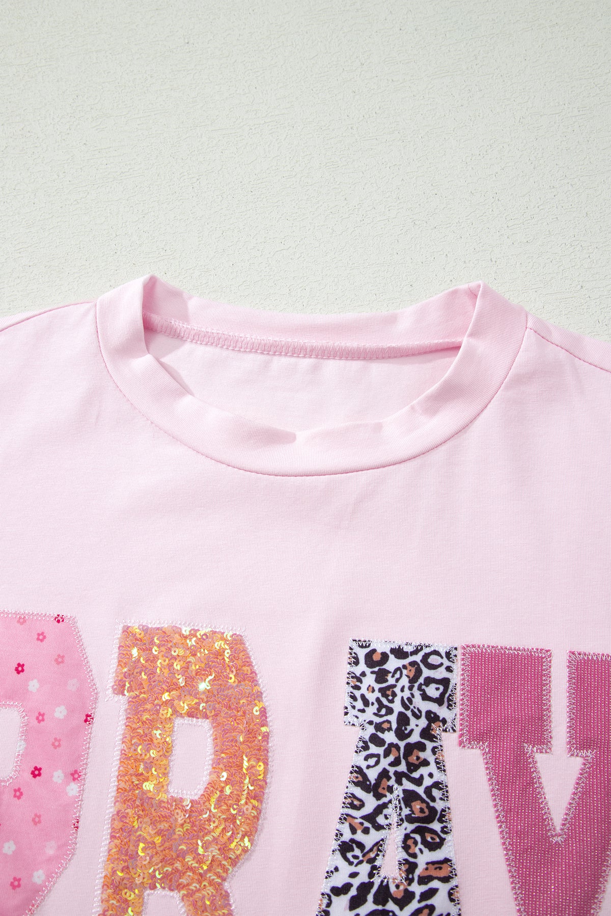 PRAY Sequin & Leopard Patch Tee