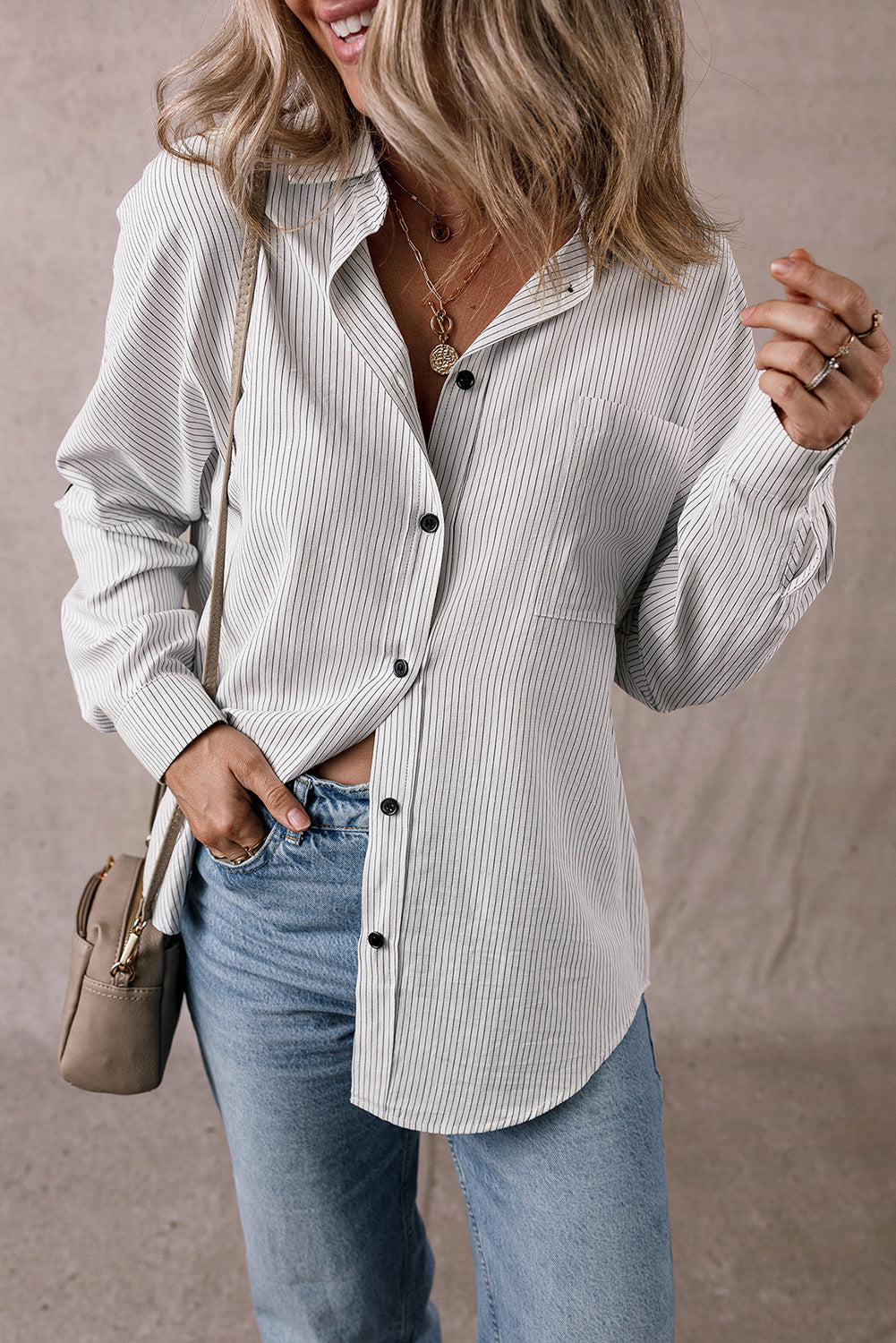 Everyday Chic Pinstripe Button-Up Shirt