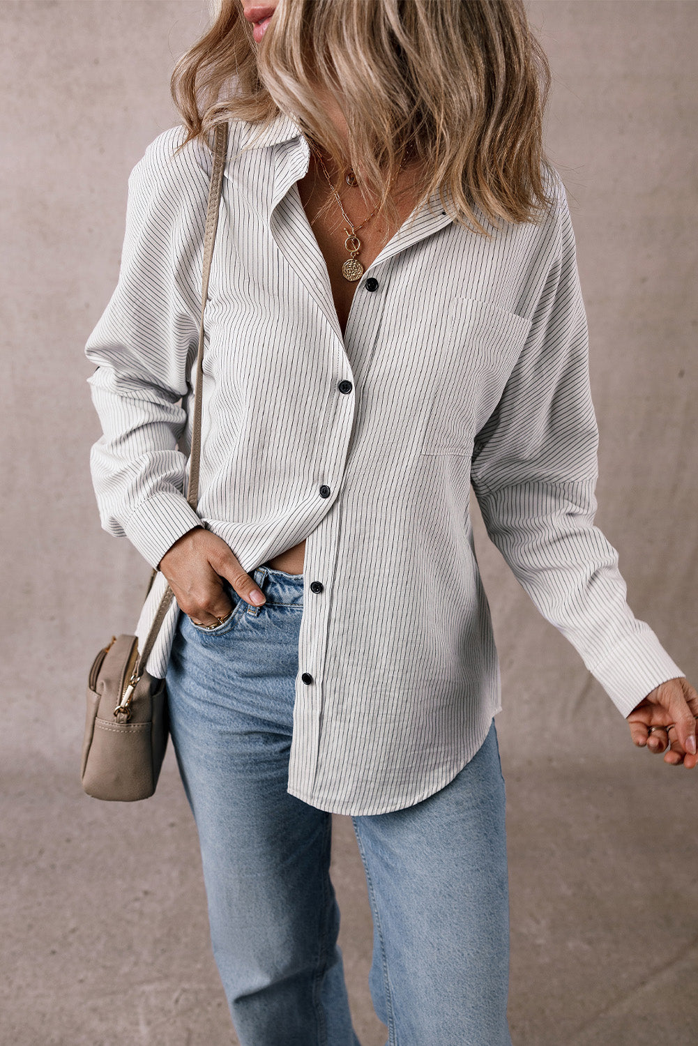 Everyday Chic Pinstripe Button-Up Shirt