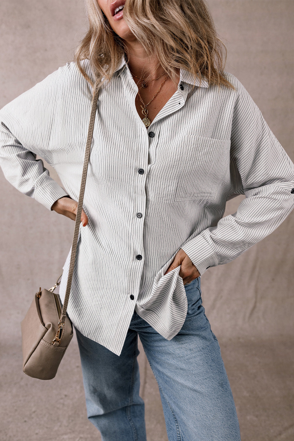 Everyday Chic Pinstripe Button-Up Shirt