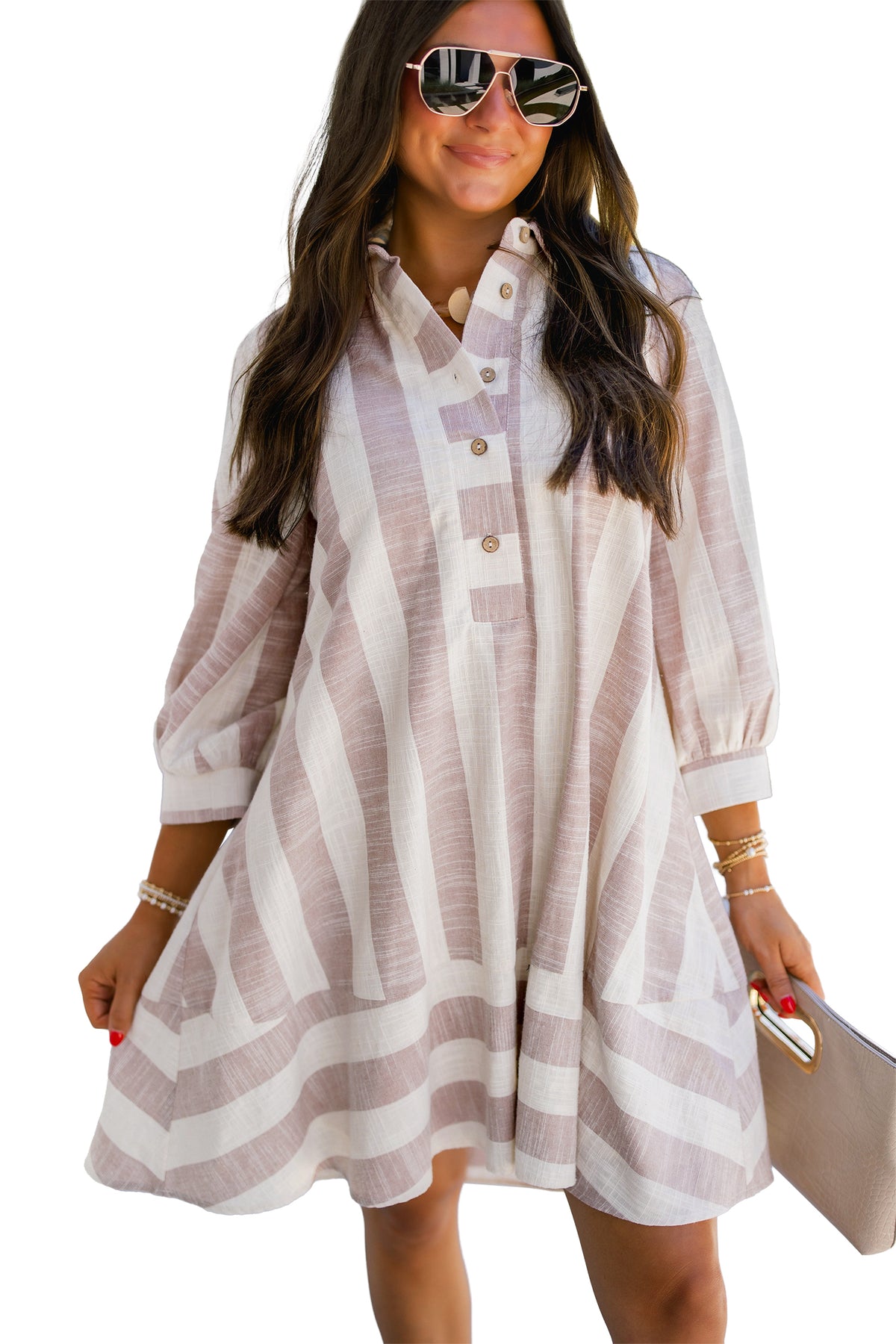 Sunday Stroll Striped Button-Front Dress