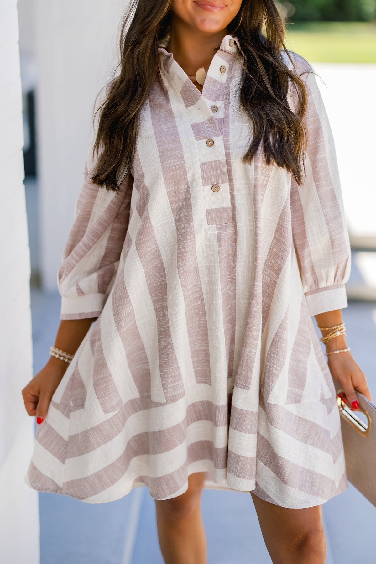 Sunday Stroll Striped Button-Front Dress