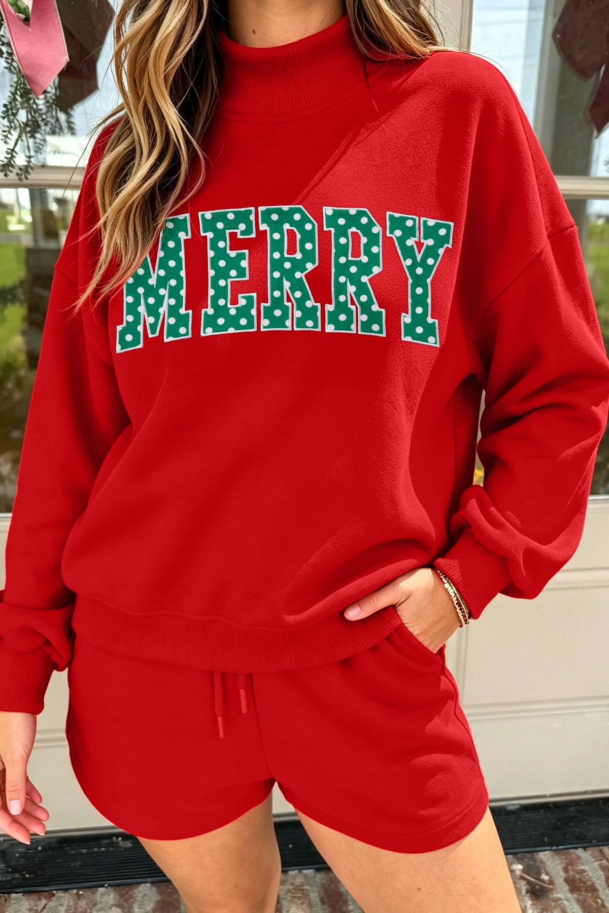 Merry & Bright Christmas Sweatshirt & Shorts Set