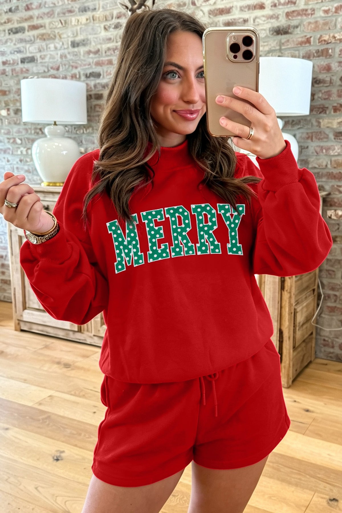 Merry & Bright Christmas Sweatshirt & Shorts Set