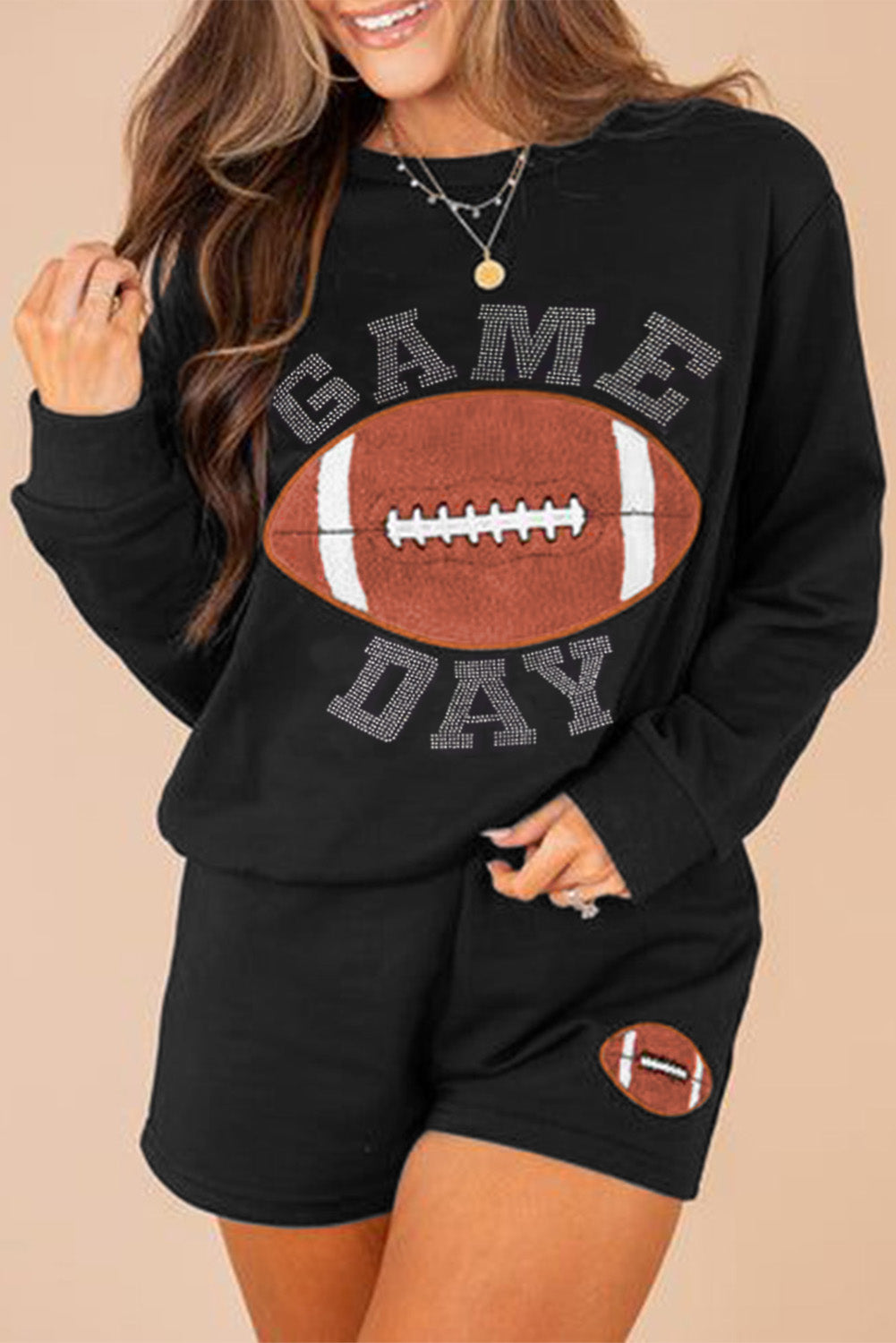 GAME DAY Football Pullover and Shorts-Black