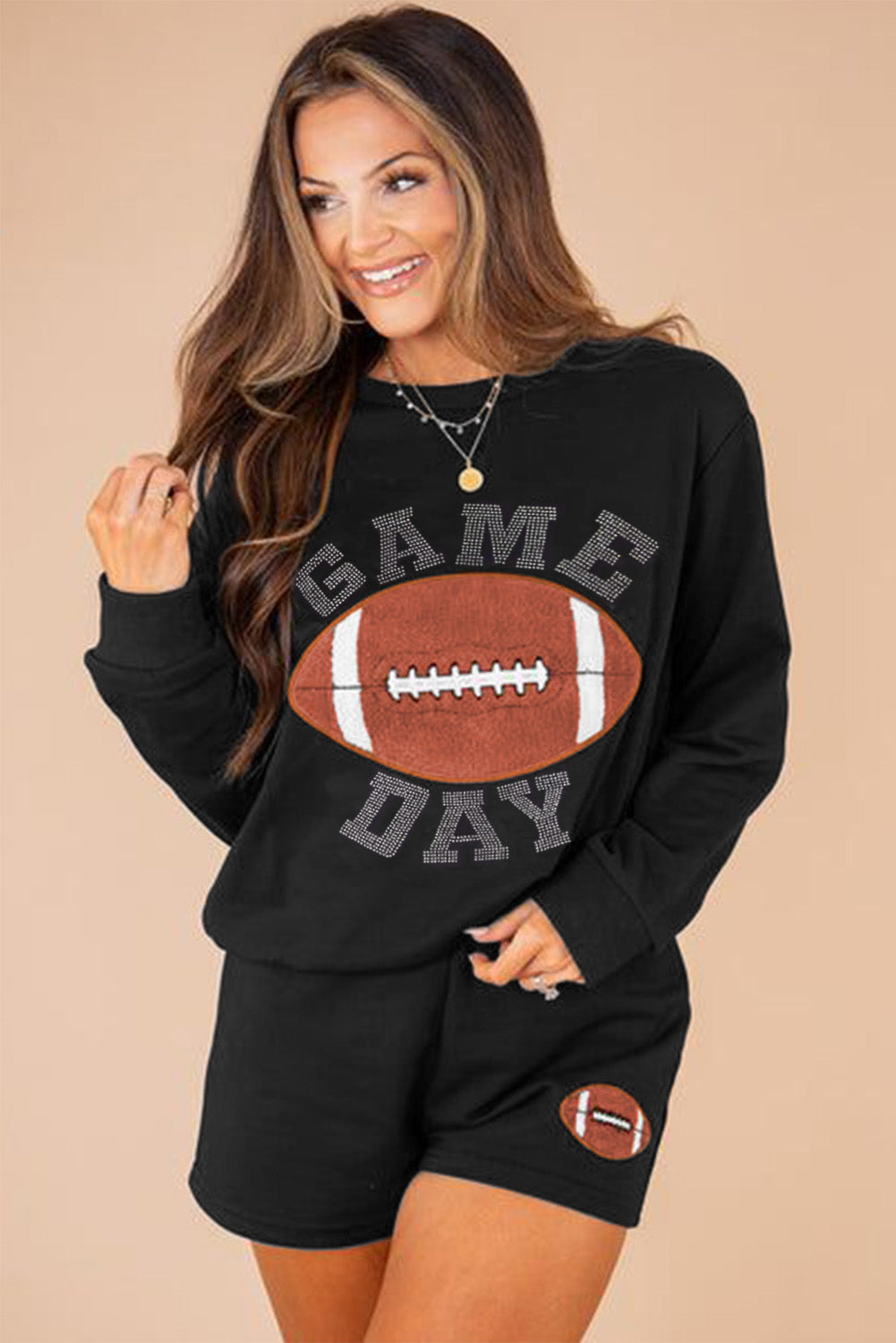 GAME DAY Football Pullover and Shorts-Black