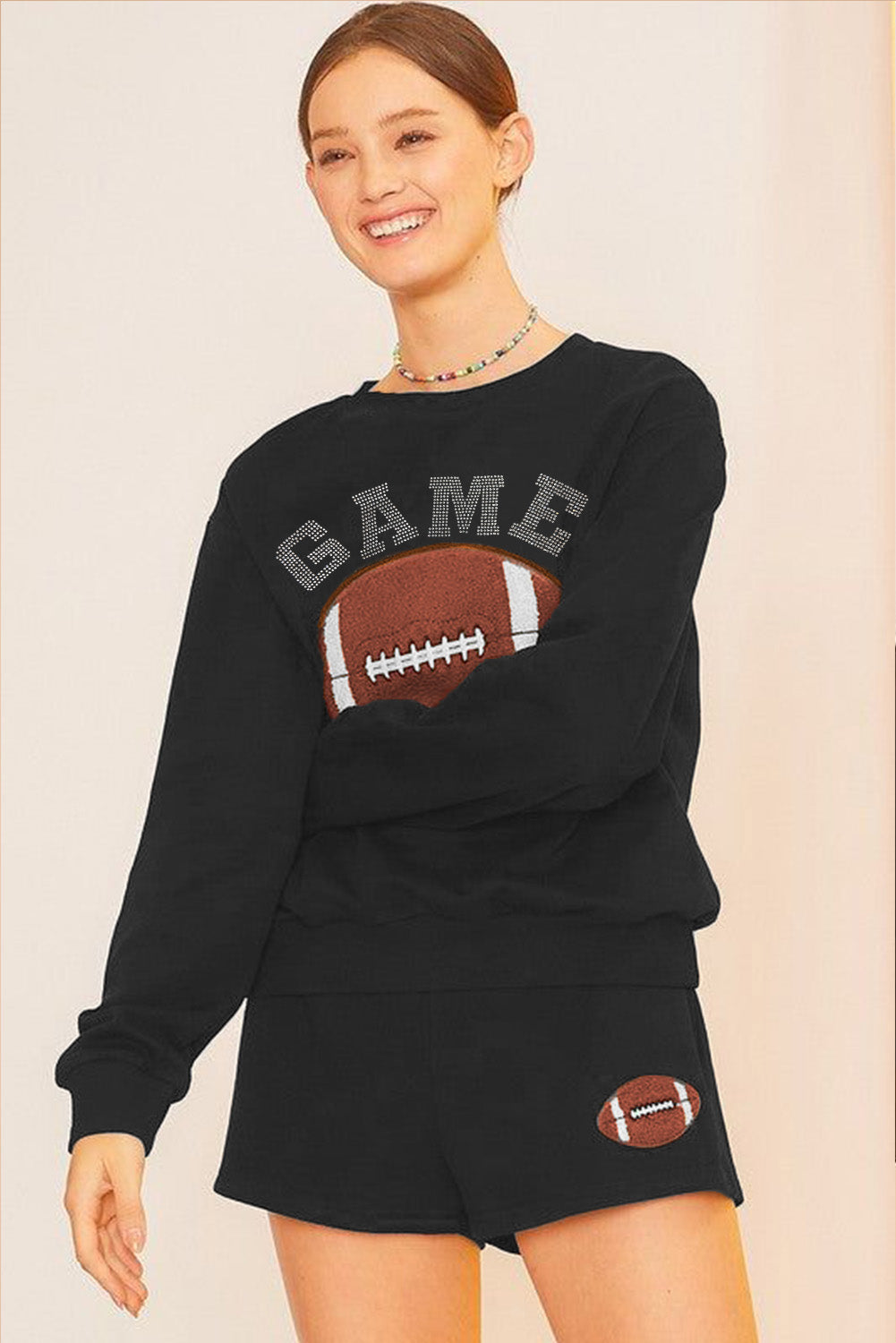 GAME DAY Football Pullover and Shorts-Black