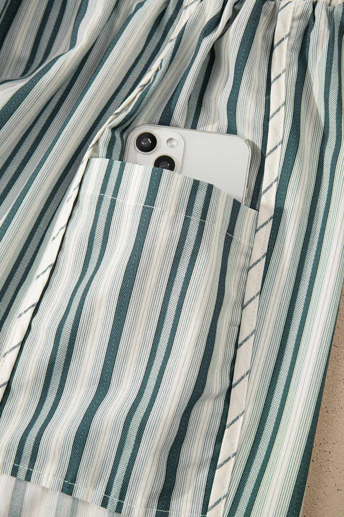 Gray Striped Cargo Pocket Shorts