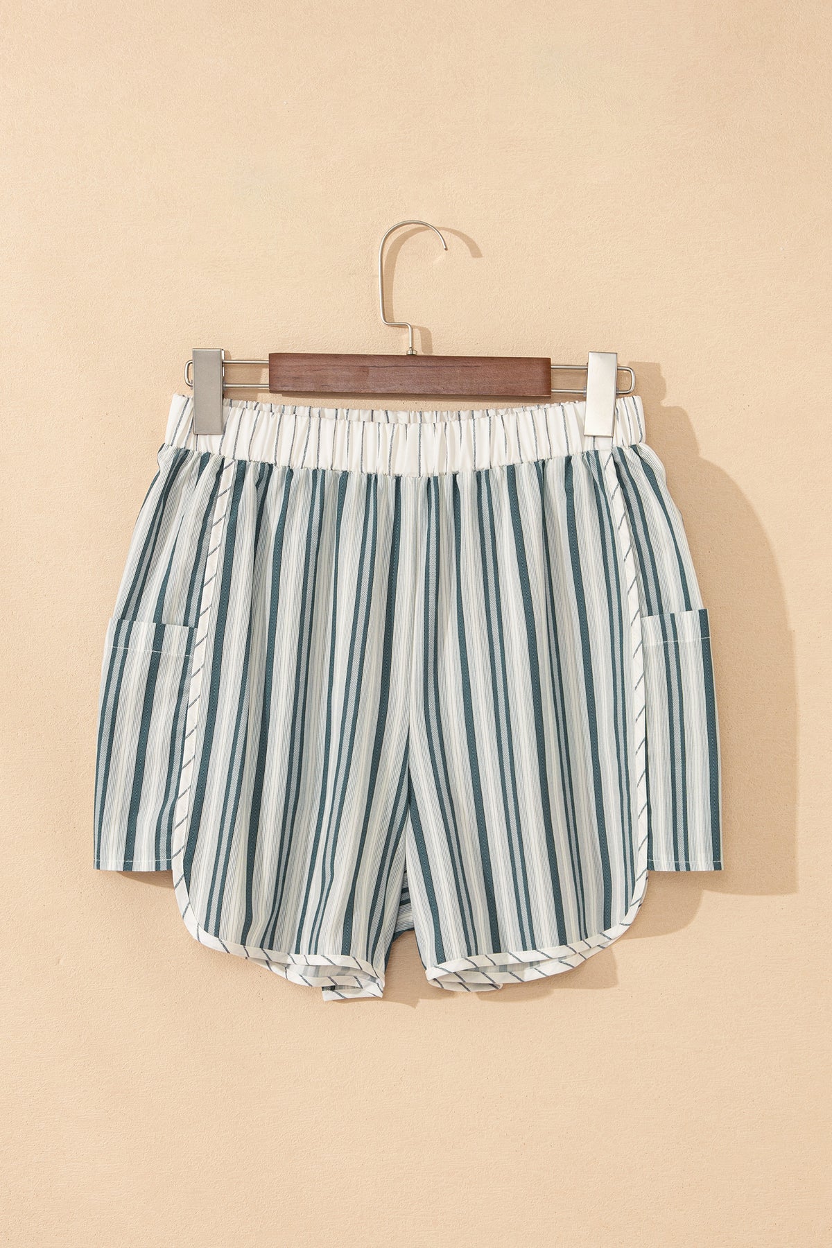 Gray Striped Cargo Pocket Shorts