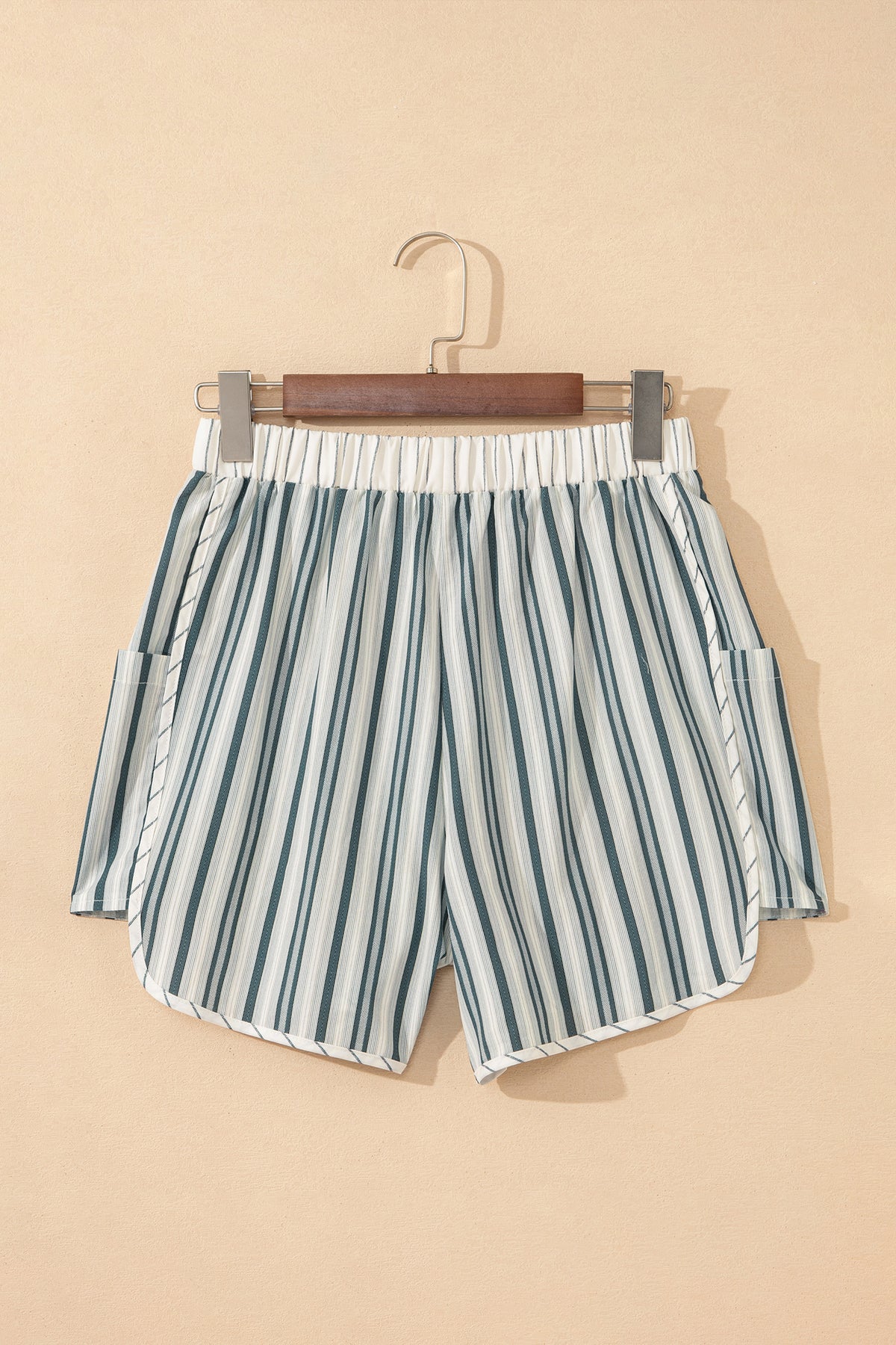 Gray Striped Cargo Pocket Shorts