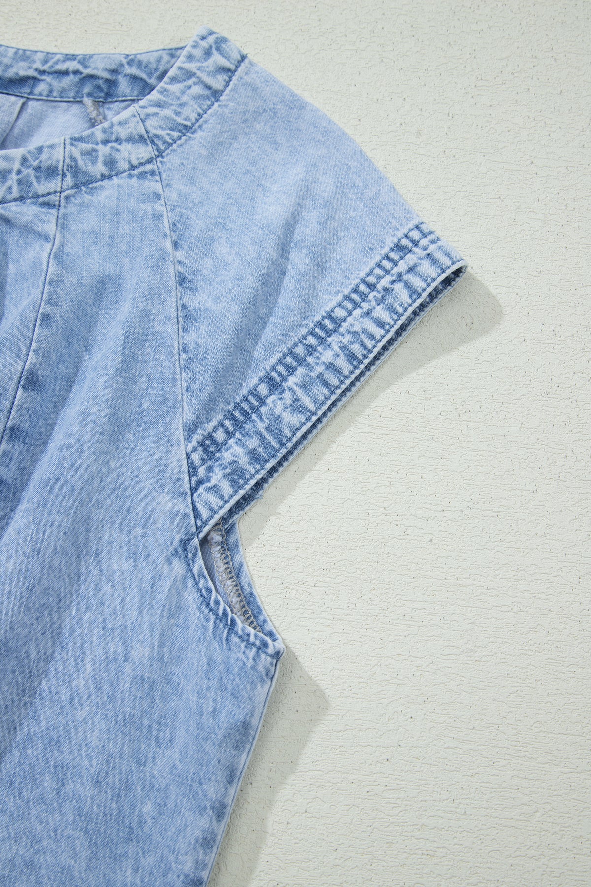 Beau Blue Pleated Denim Shift Dress