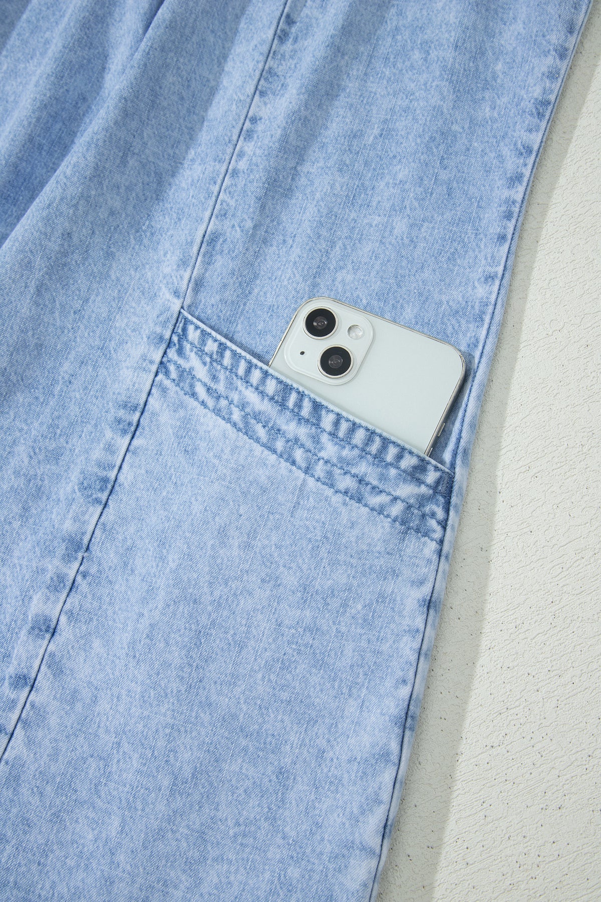 Beau Blue Pleated Denim Shift Dress
