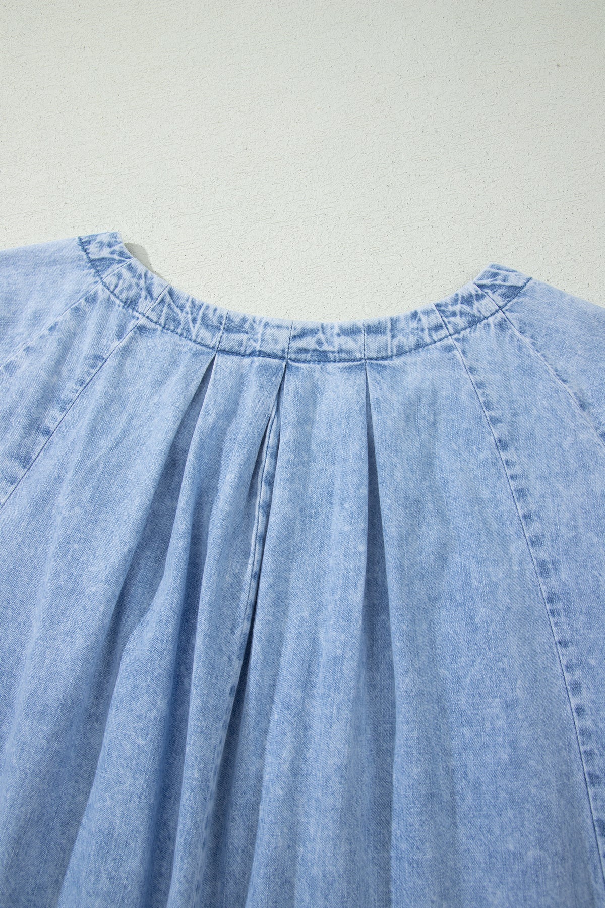 Beau Blue Pleated Denim Shift Dress