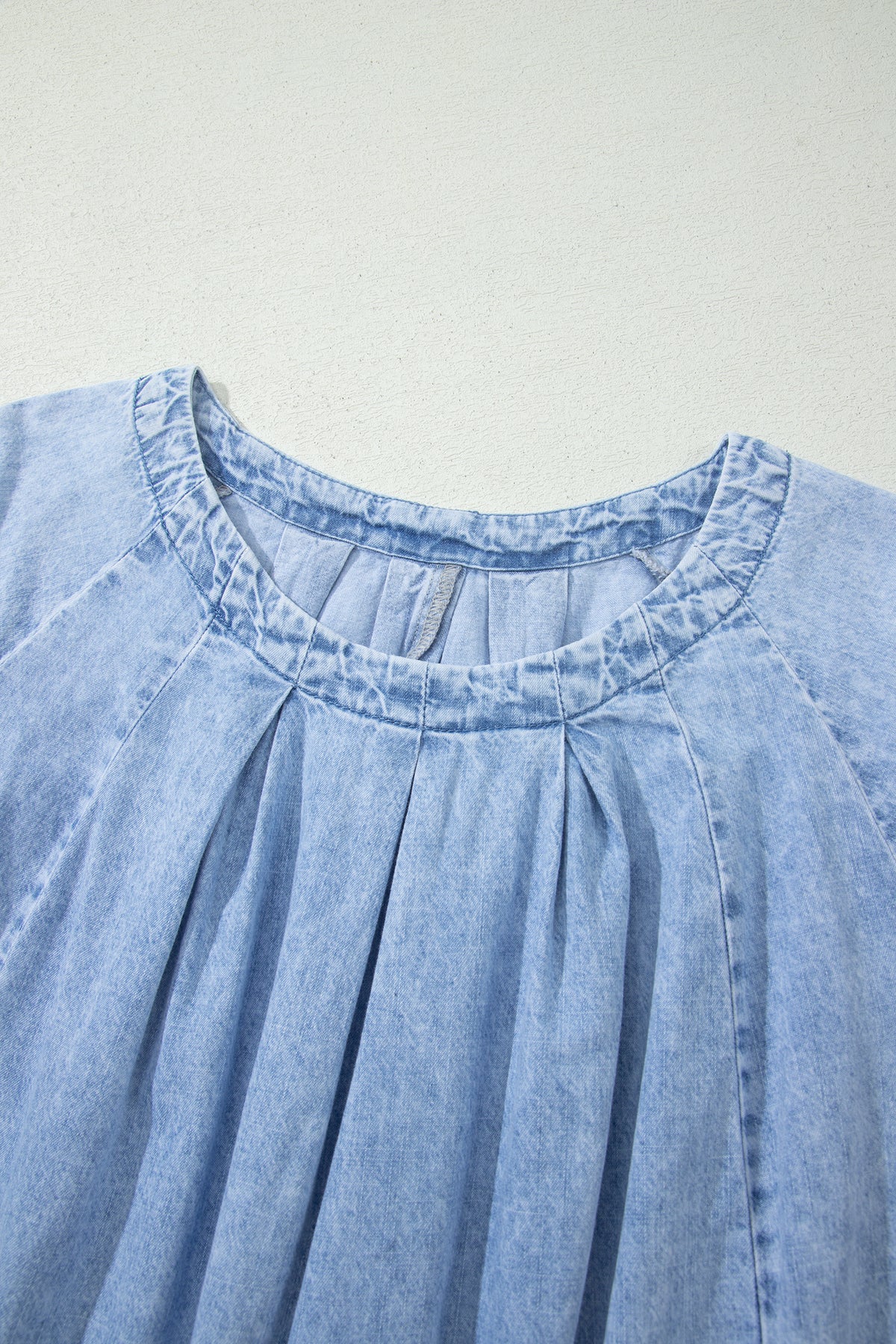 Beau Blue Pleated Denim Shift Dress