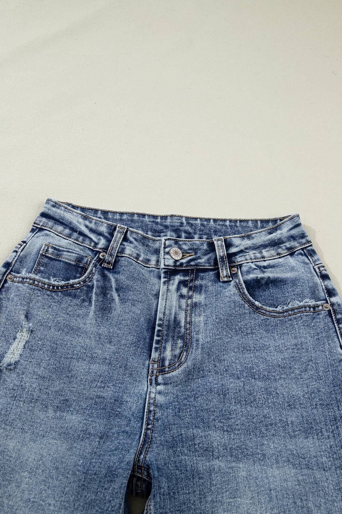 Ashleigh Blue Striped Cuffed Straight-Leg Jeans