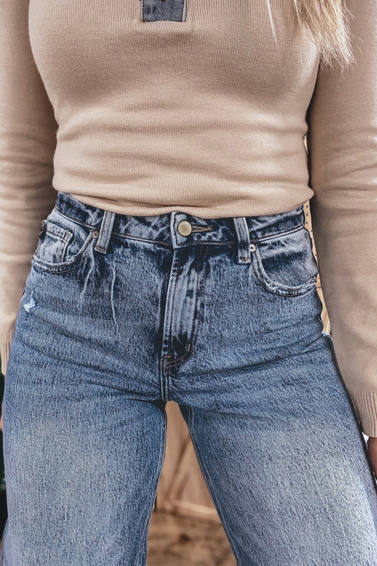 Ashleigh Blue Striped Cuffed Straight-Leg Jeans