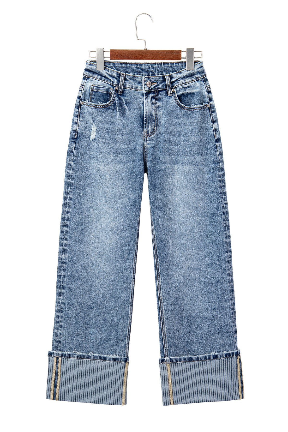 Ashleigh Blue Striped Cuffed Straight-Leg Jeans