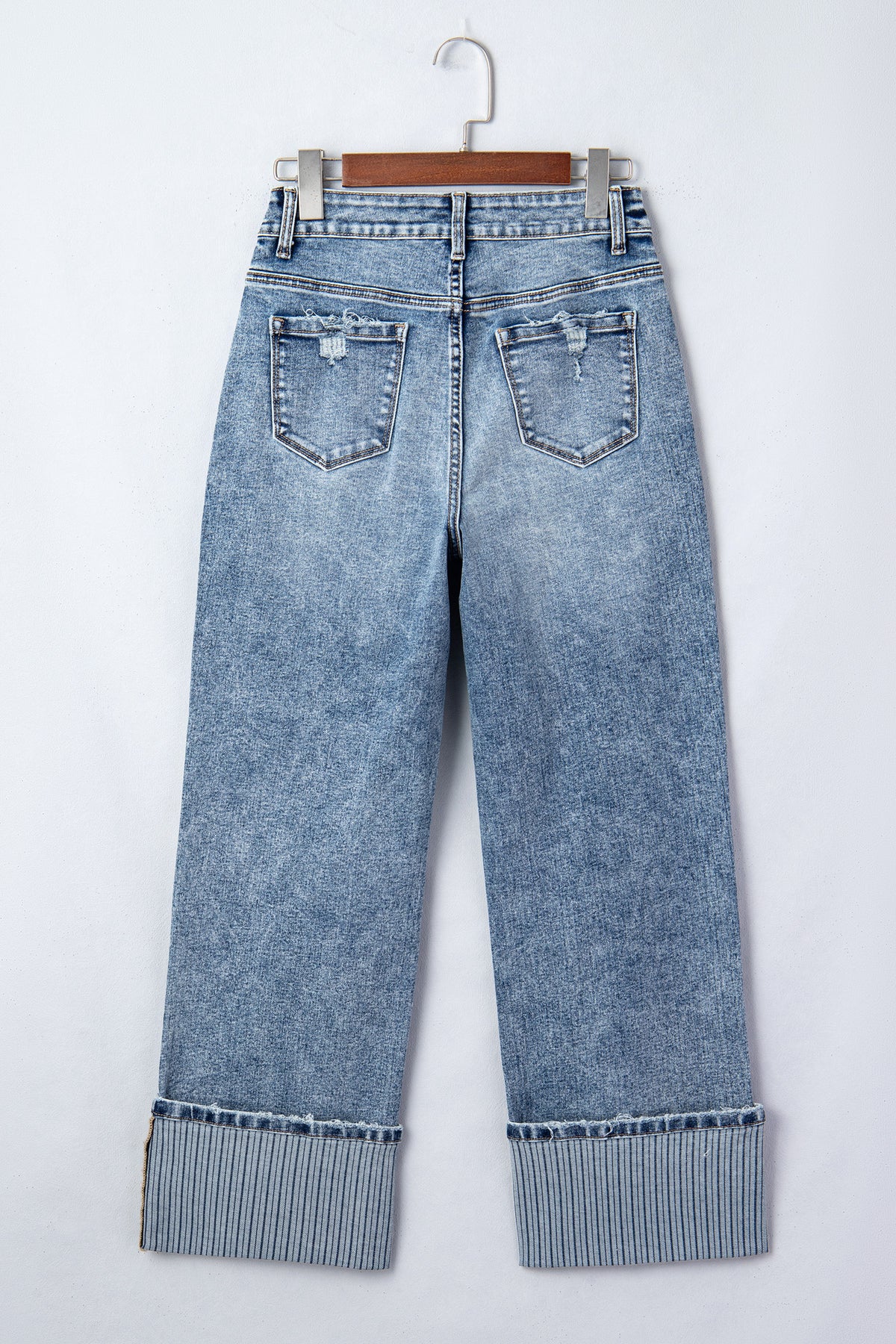 Ashleigh Blue Striped Cuffed Straight-Leg Jeans