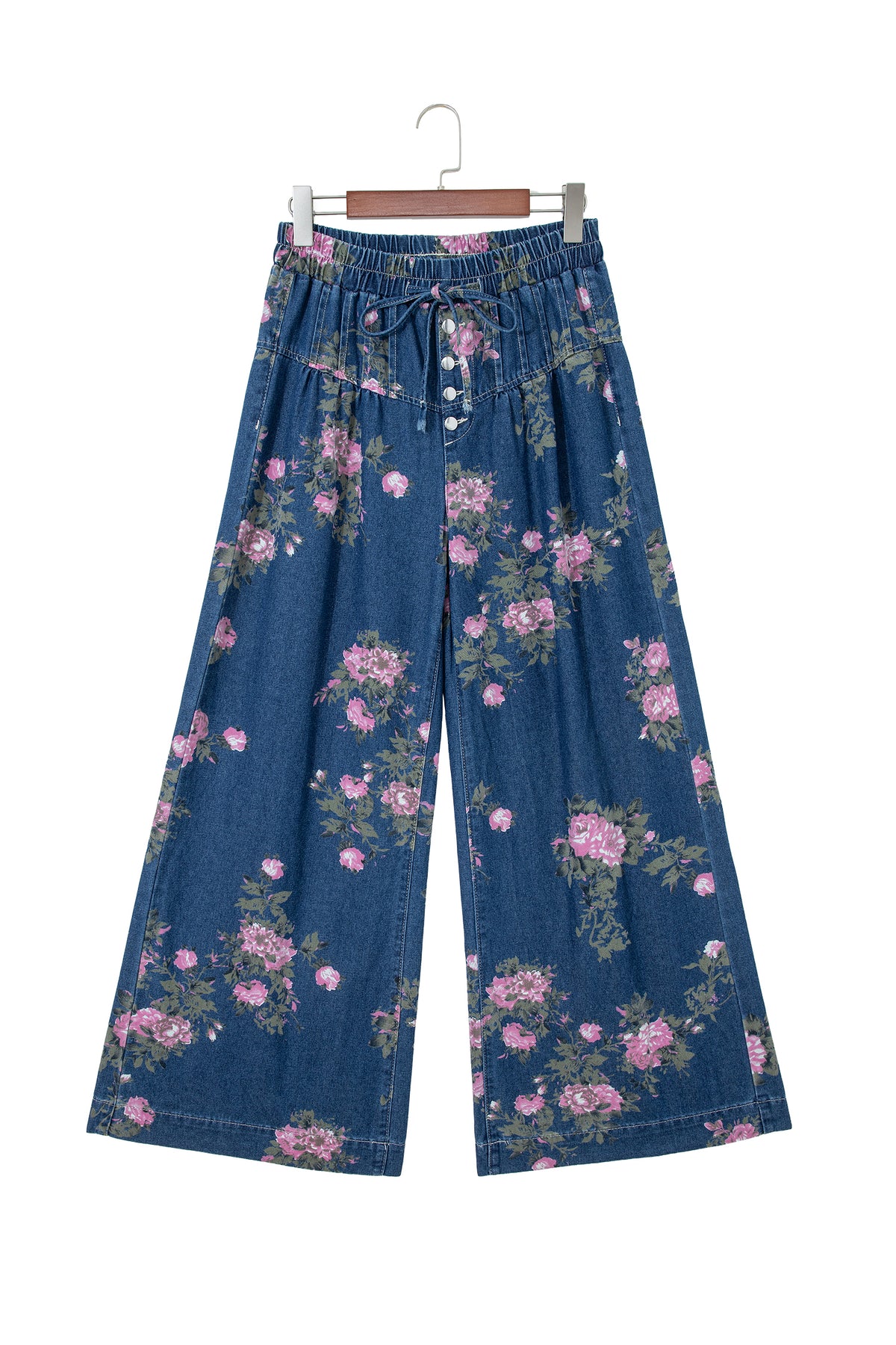 Bloom Wild Floral Wide-Leg Denim Pants