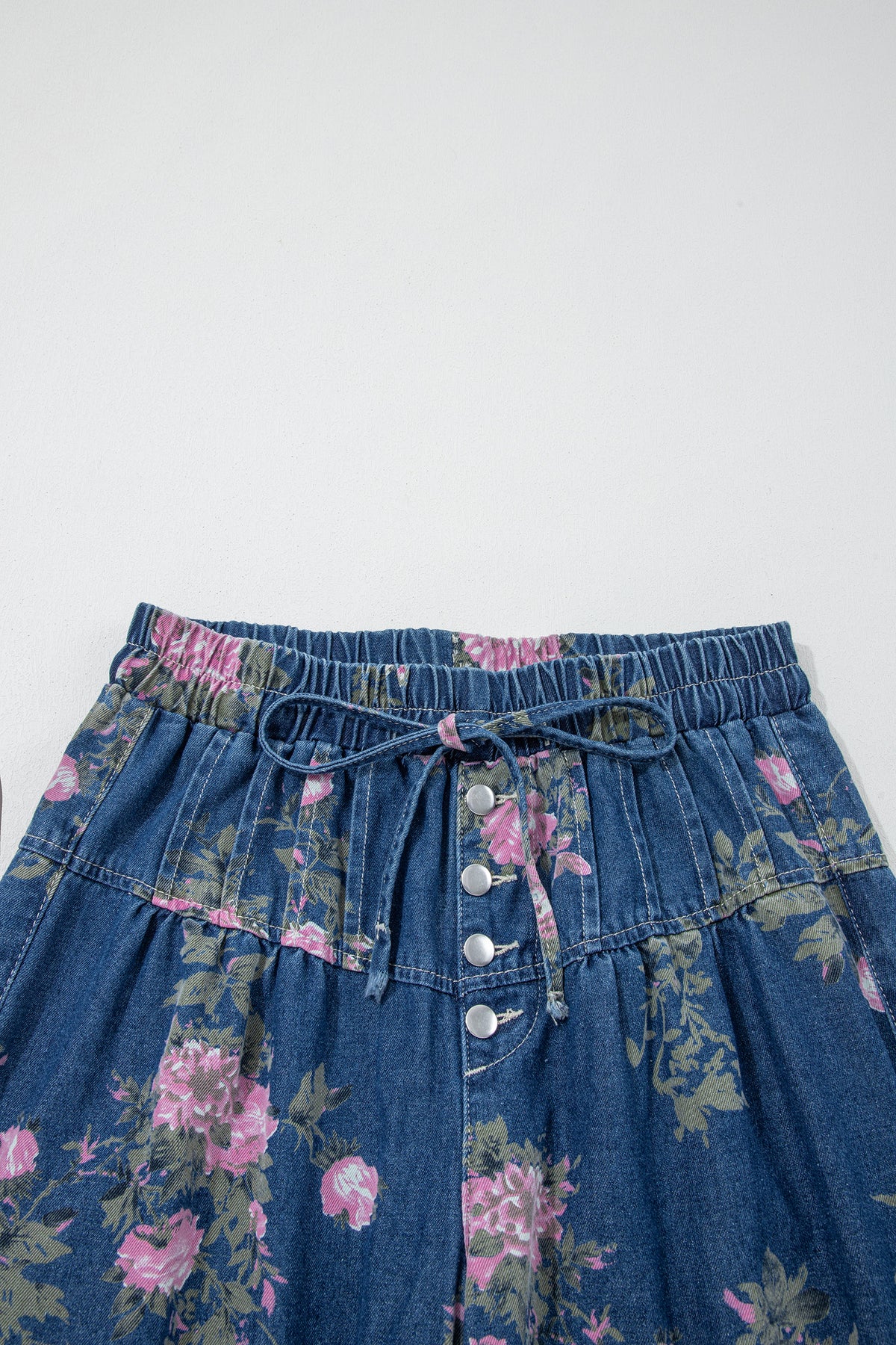 Bloom Wild Floral Wide-Leg Denim Pants