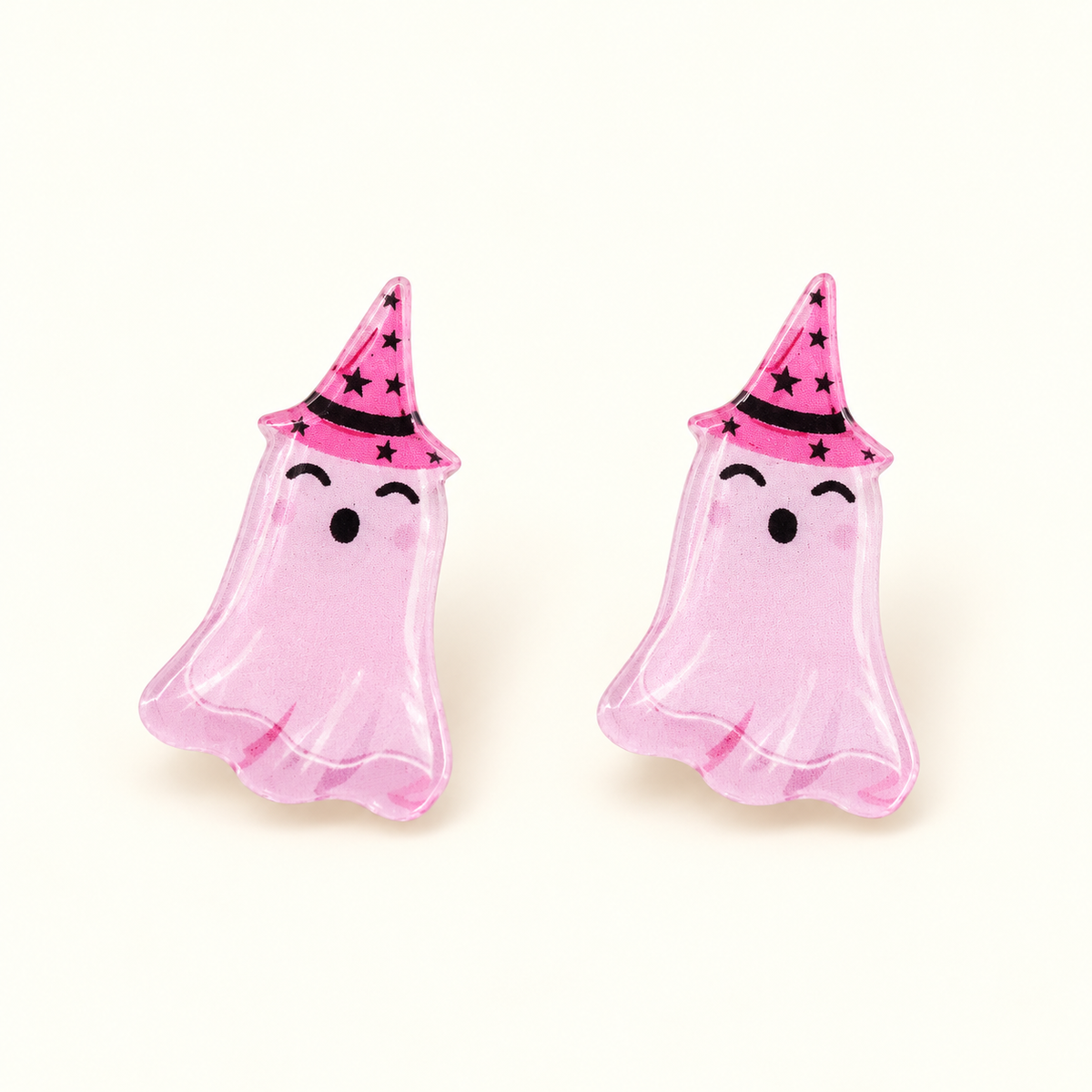 Pink Witchy Ghost Stud Earrings