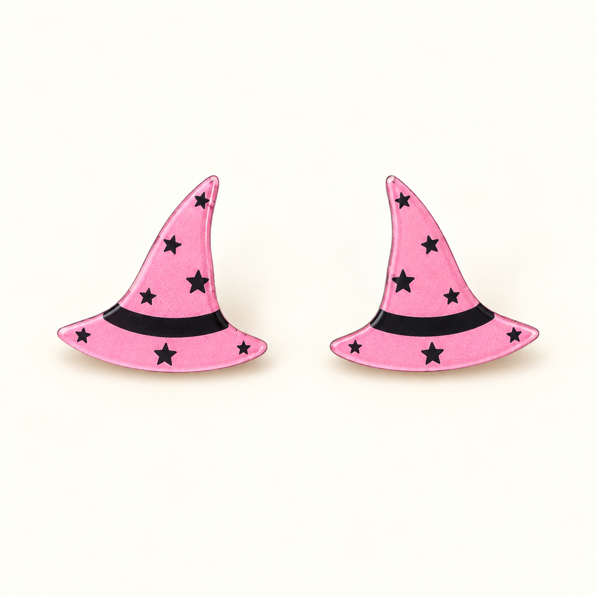 Pink Starry Witch Hat Stud Earrings