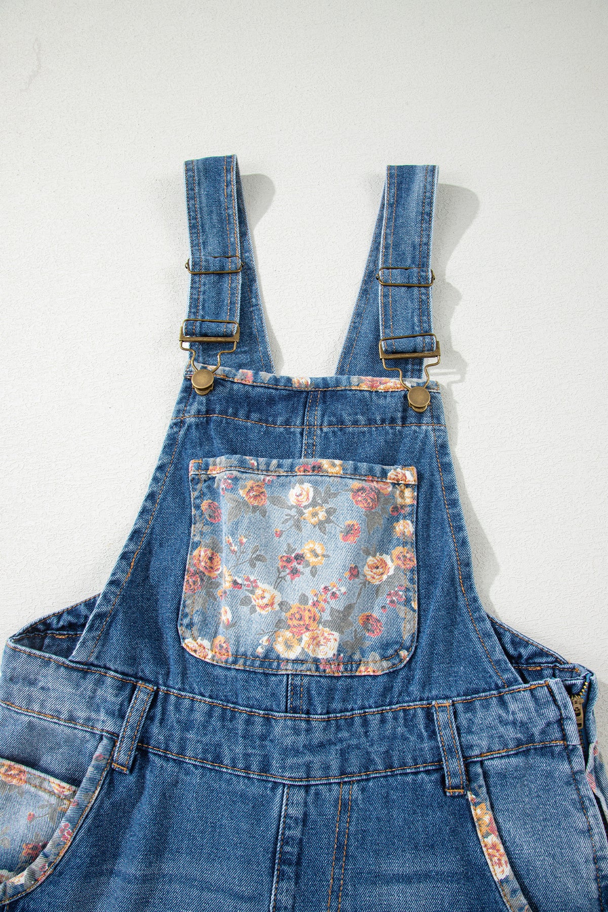 Wildflower Days Floral Patchwork Denim Overalls