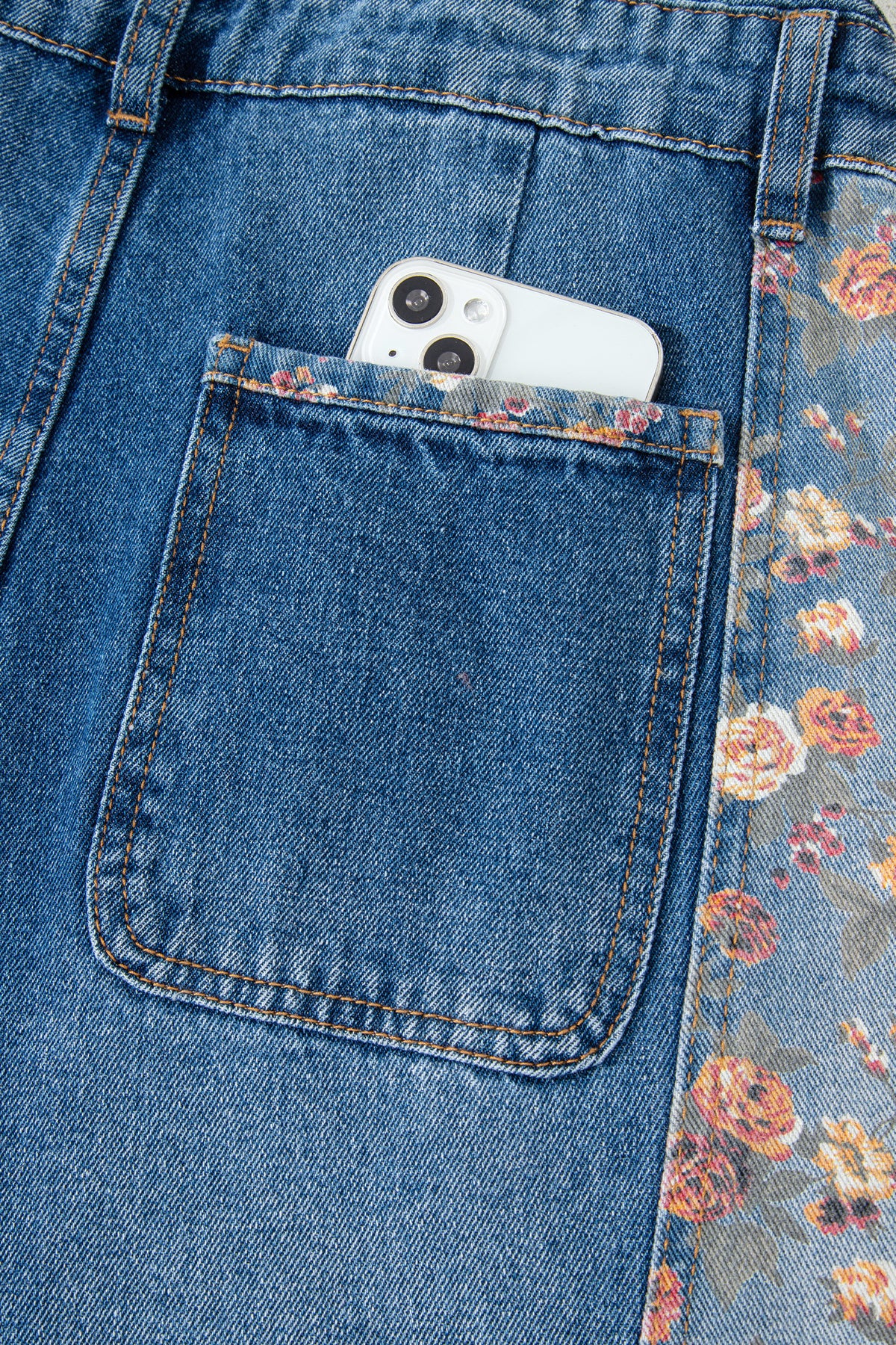 Wildflower Days Floral Patchwork Denim Overalls