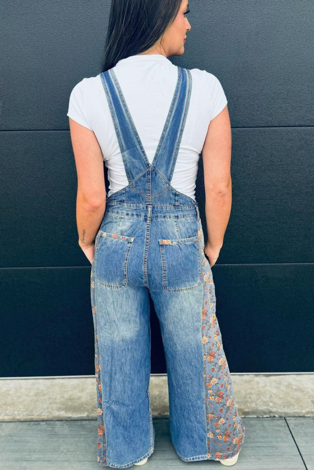 Wildflower Days Floral Patchwork Denim Overalls