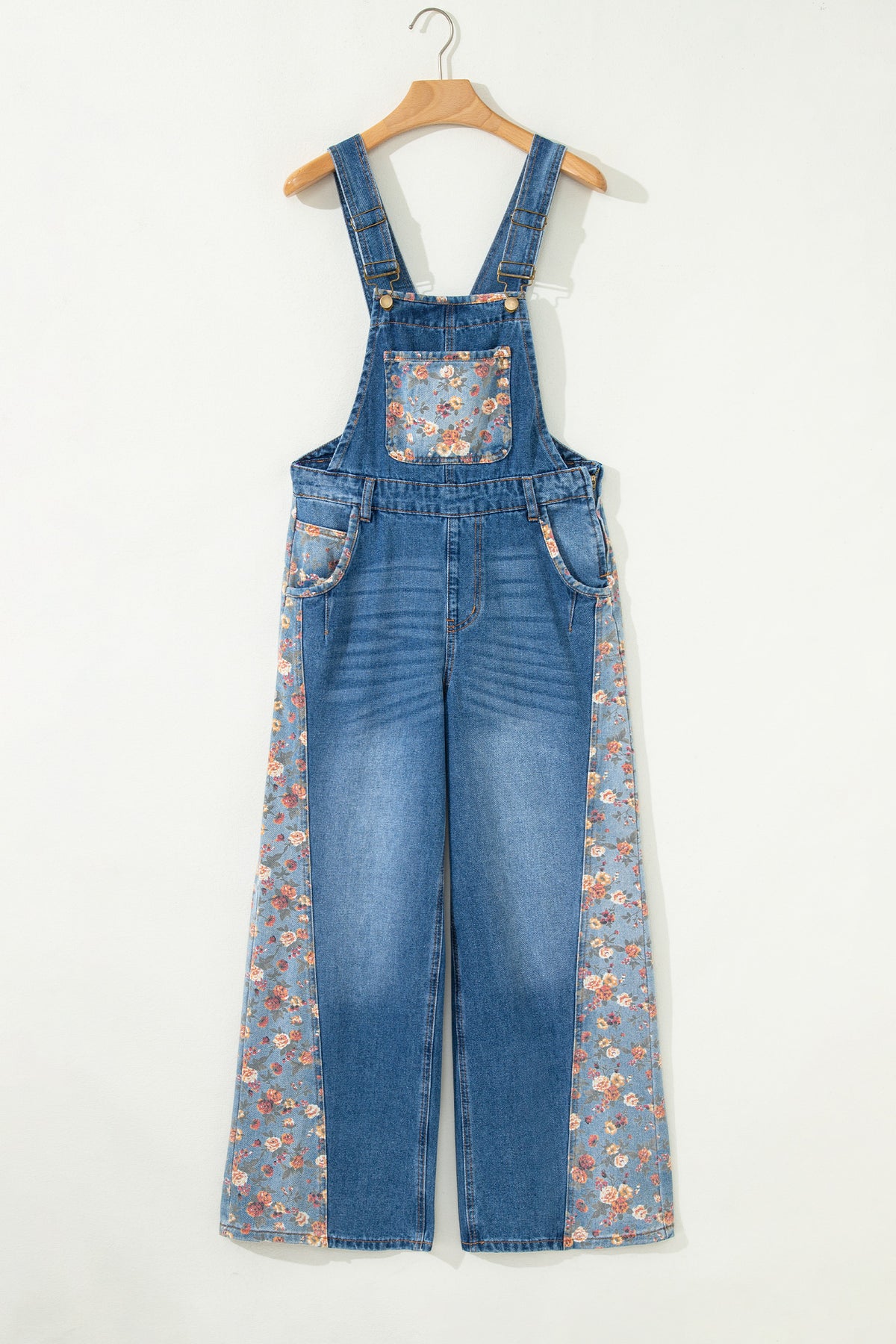 Wildflower Days Floral Patchwork Denim Overalls